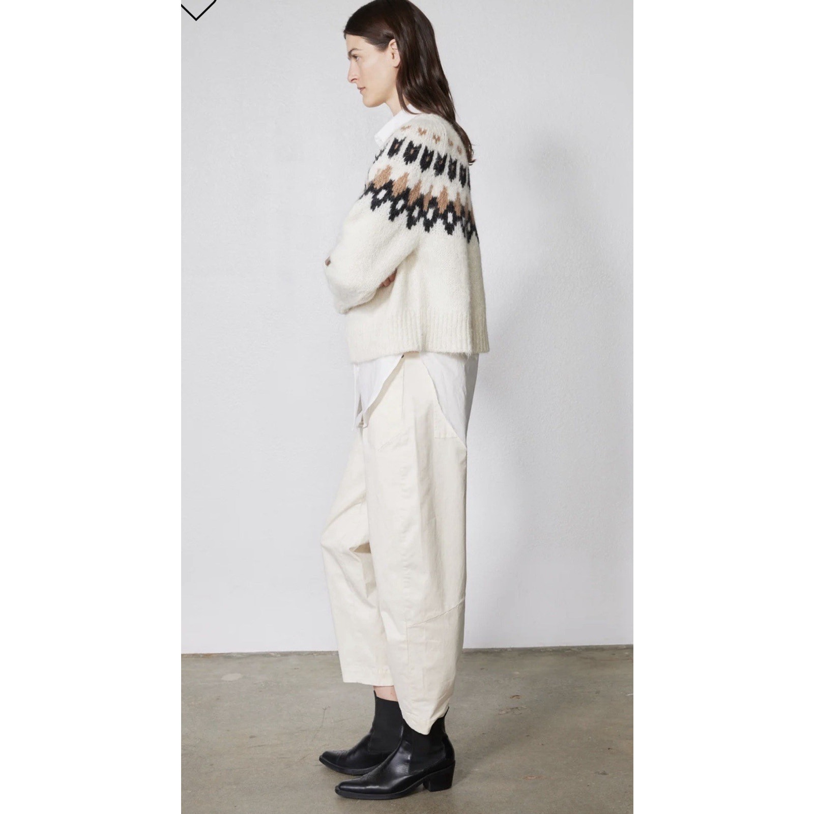 Nwt Ruti The Slouchy Soft Twill Pants 2 Barrel Trouser Pant Ecru Cream $259 — image 5 of 8